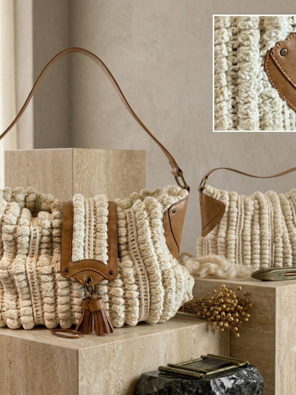 Knit & Leather Satchel